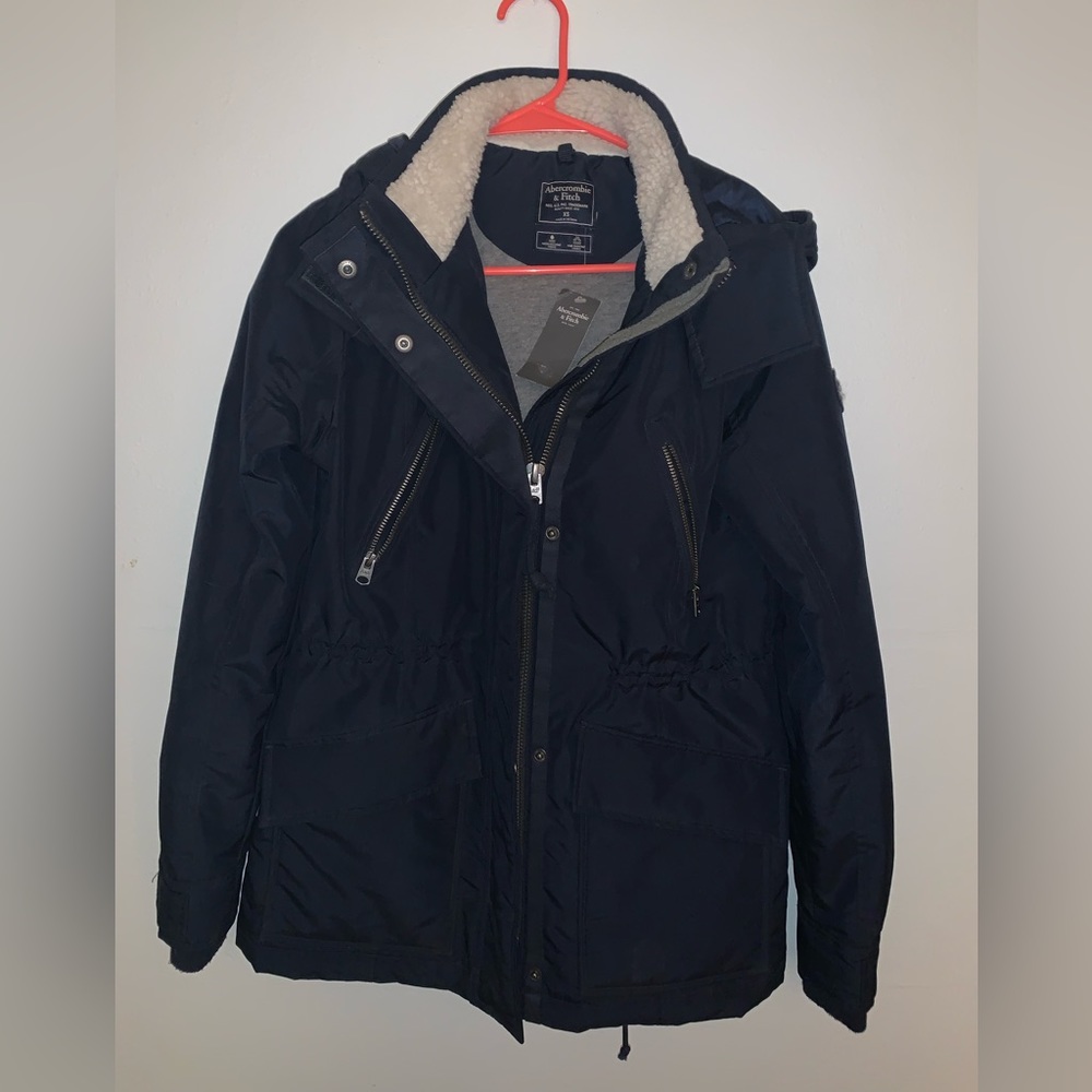 Abercrombie & Fitch Jacket with Hood Navy Blue XS